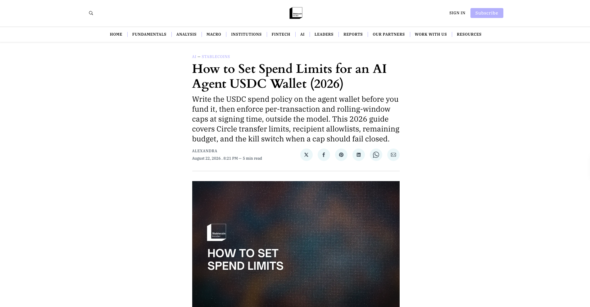 How to Set Spend Limits for an AI Agent USDC Wallet (2026)