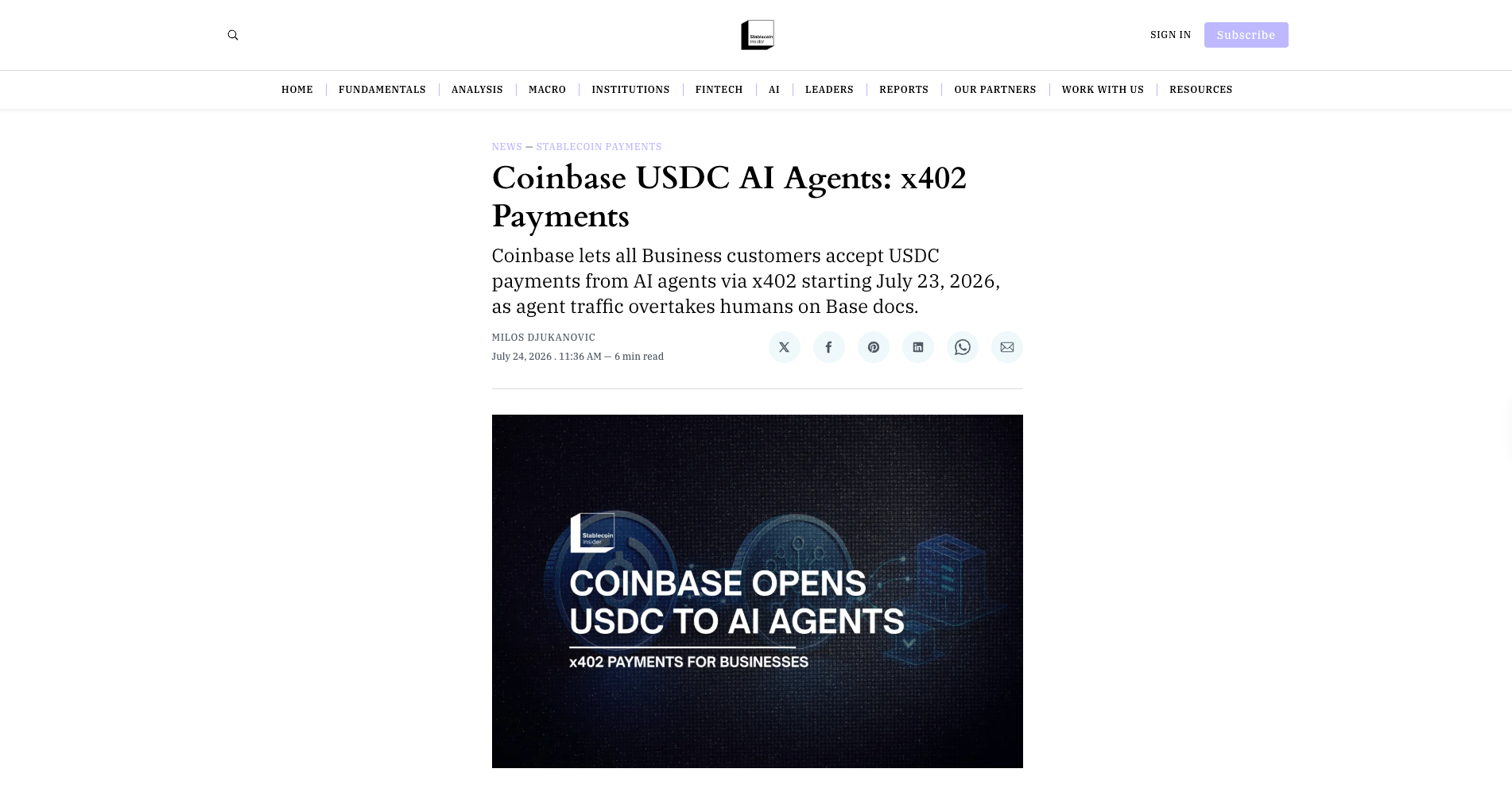 Coinbase USDC AI Agents: x402 Payments