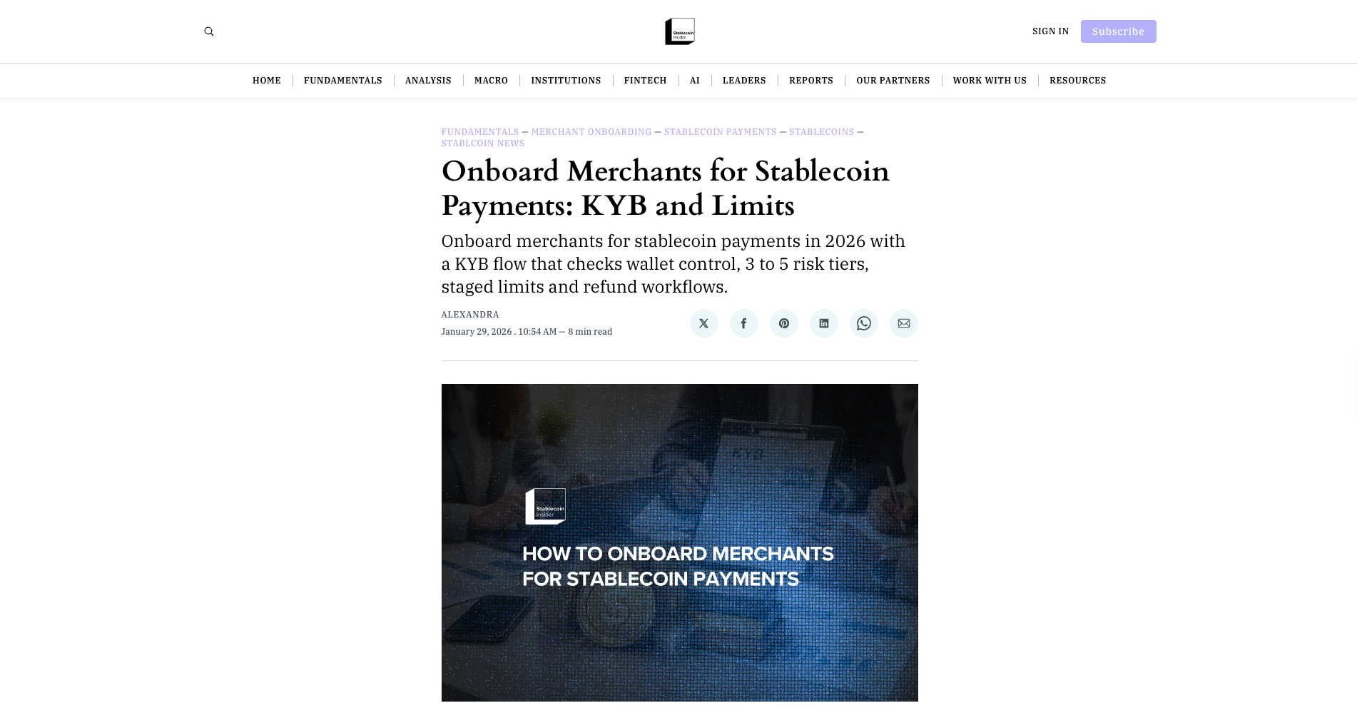Onboard Merchants for Stablecoin Payments: KYB and Limits