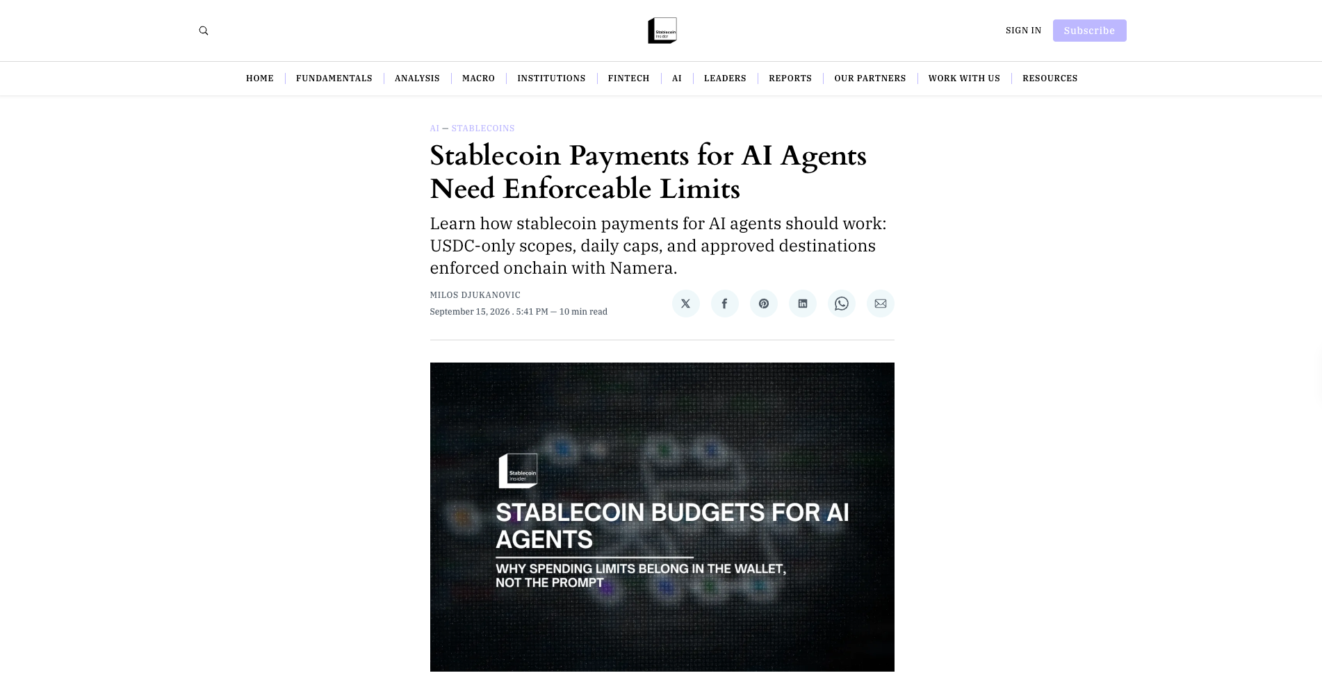 Stablecoin Payments for AI Agents Need Enforceable Limits