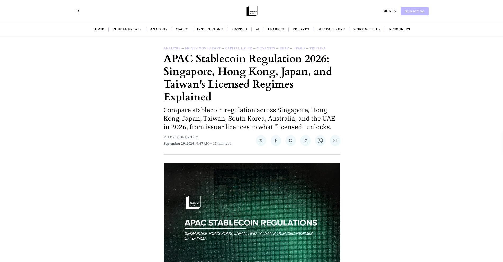 APAC Stablecoin Regulation 2026: Singapore, Hong Kong, Japan, and Taiwan's Licensed Regimes Explained