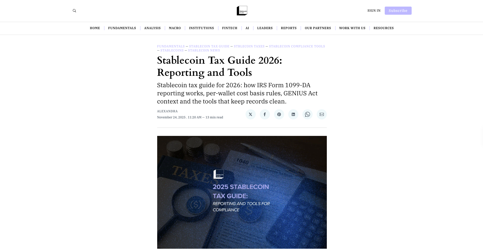 Stablecoin Tax Guide 2026: Reporting and Tools