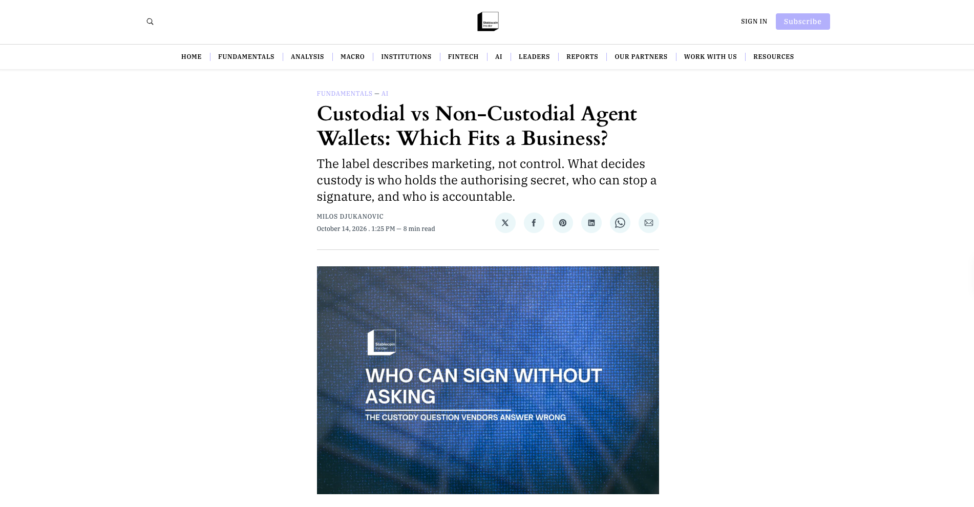 Custodial vs Non-Custodial Agent Wallets: Which Fits a Business?