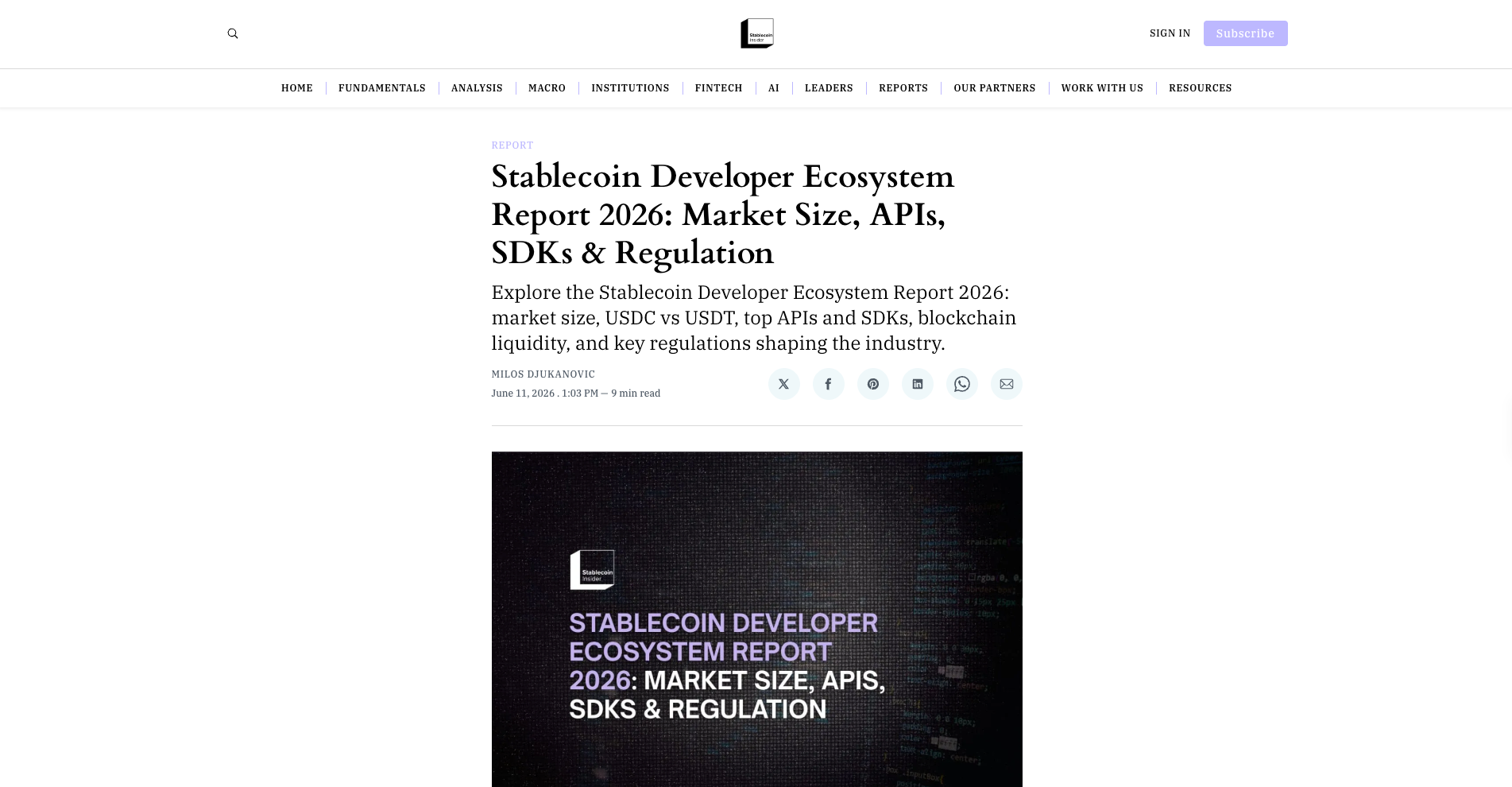 Stablecoin Developer Ecosystem Report 2026: Market Size, APIs, SDKs & Regulation