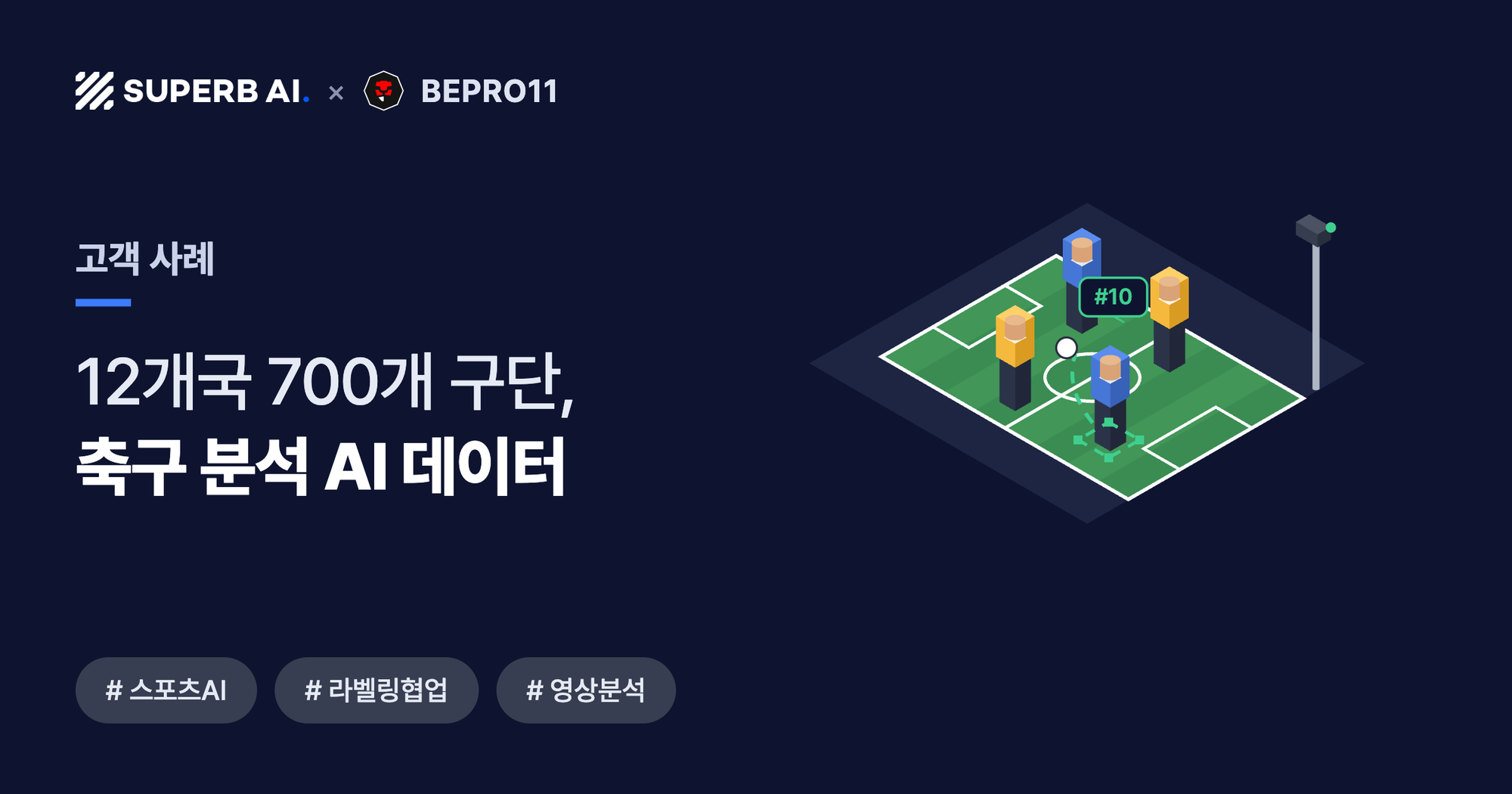 [고객 사례] 비프로일레븐 썸네일 - 12개국 700개 구단 축구 분석 AI 라벨링 협업