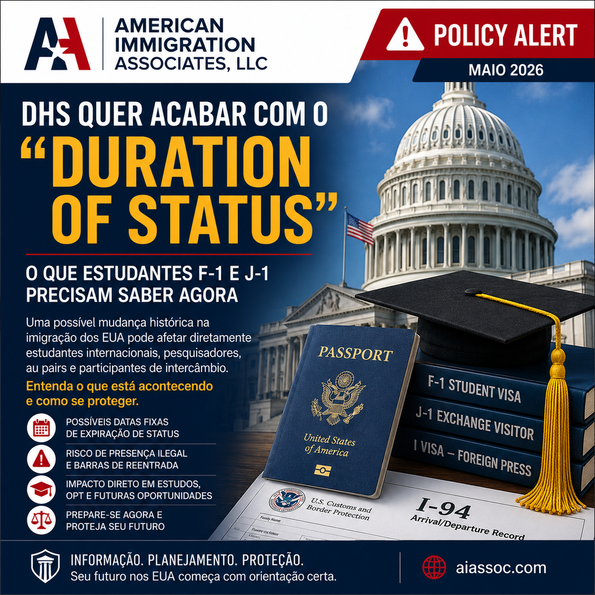DHS Quer Acabar com o “Duration of Status”: O Que Estudantes F-1 e J-1 Precisam Saber Agora