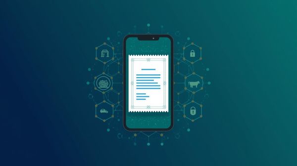 Blockchain network visualization showing distributed ledger for Islamic finance digital receipt system