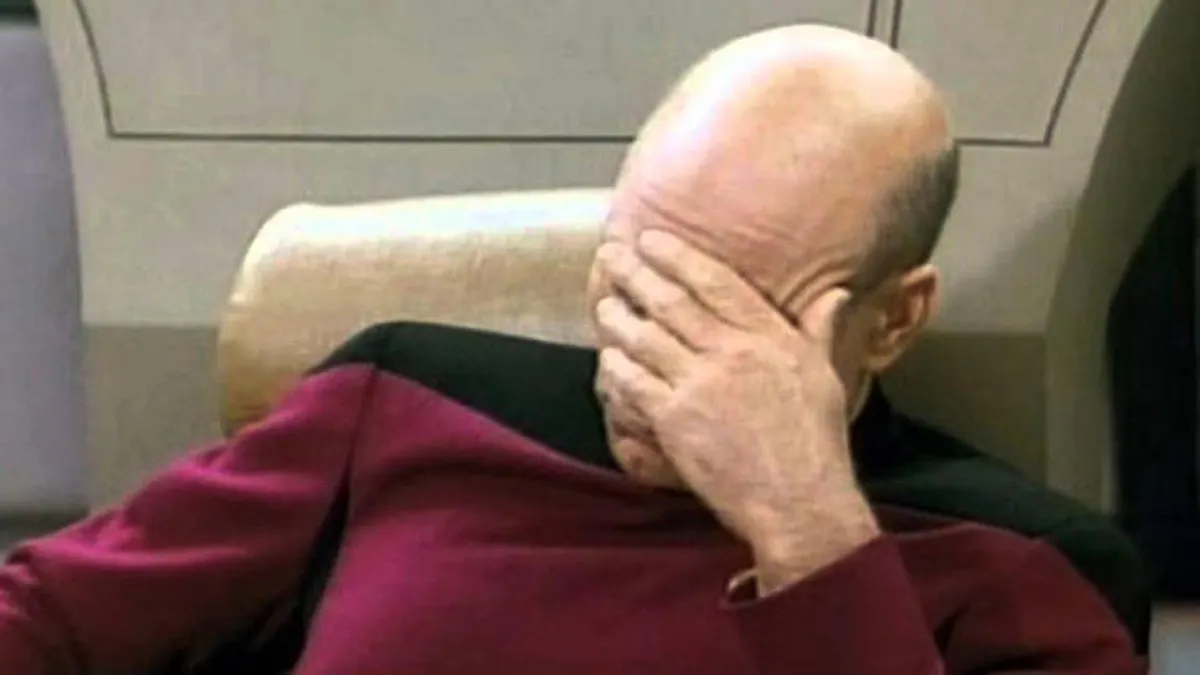 Captain Picard performing a facepalm expressing frustration