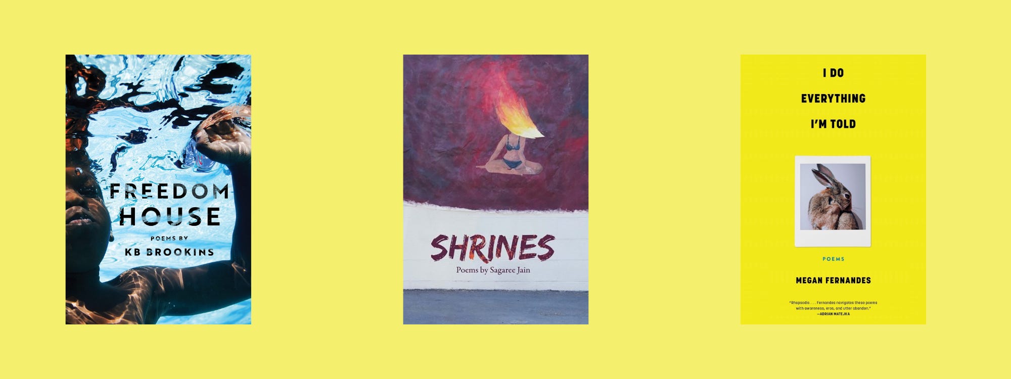 Small cover images of the listed books on a yellow background.