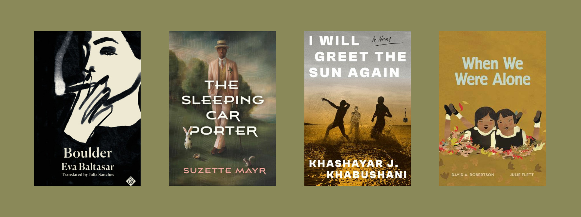 Small cover images of the listed books on a green background.