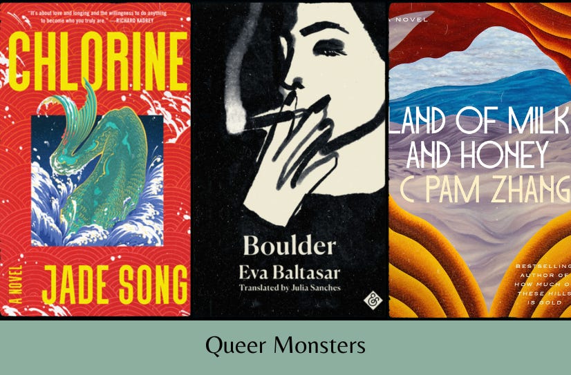 Small cover images of the three listed books above the text ‘Read (Queer) Caribbean’ on an orange background.