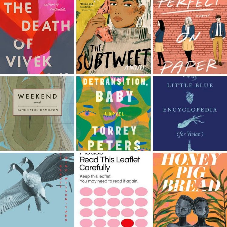 A grid of covers of my favorite fiction of the year so far.