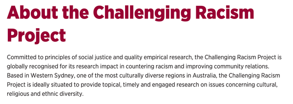Findings of the UWS Challenging Racism research