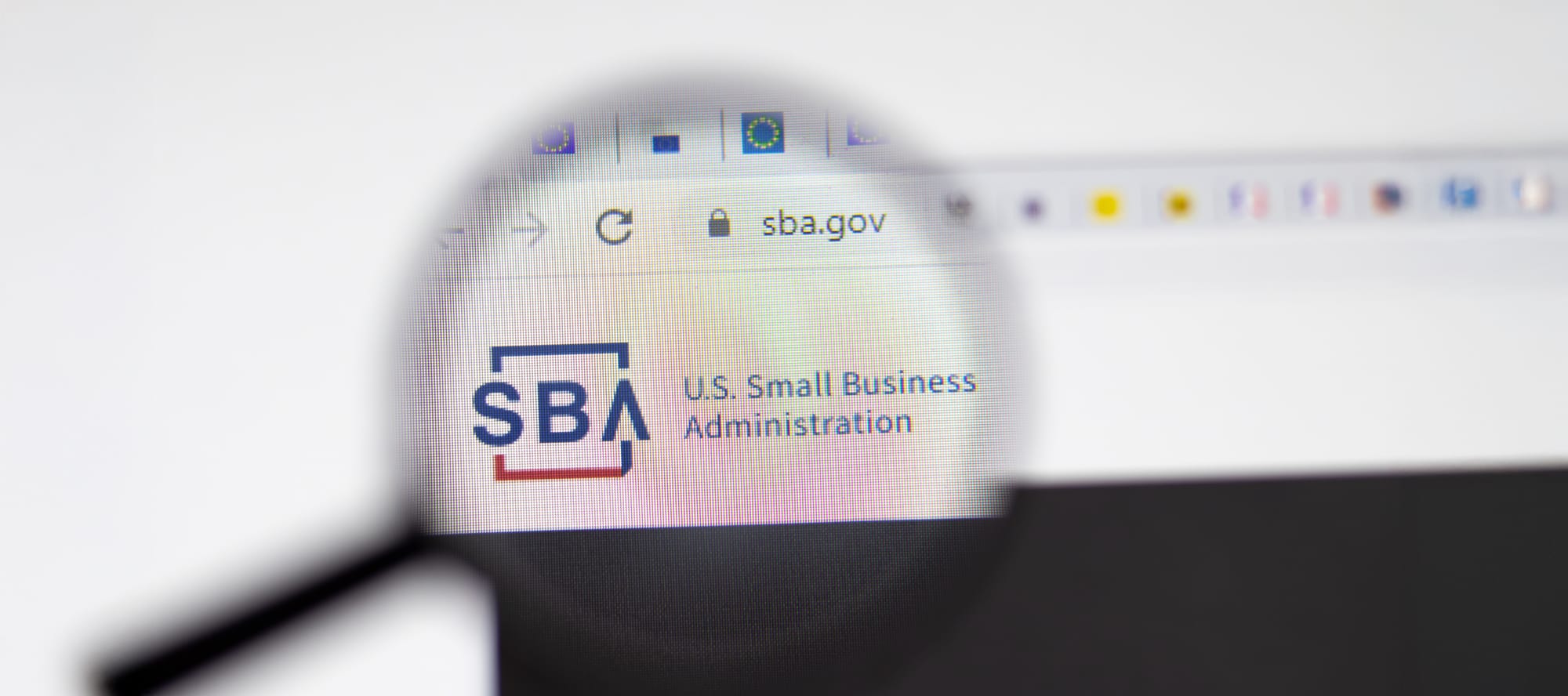 US Small Business Administration SBA website page.