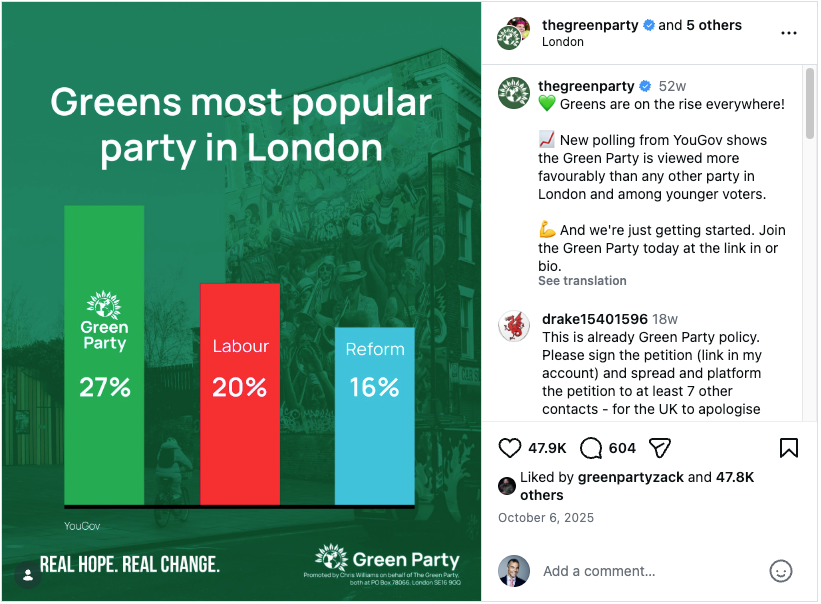El Partido Verde Británico Se Declara "Antisionista" y Abre una Crisis con la Comunidad Judía