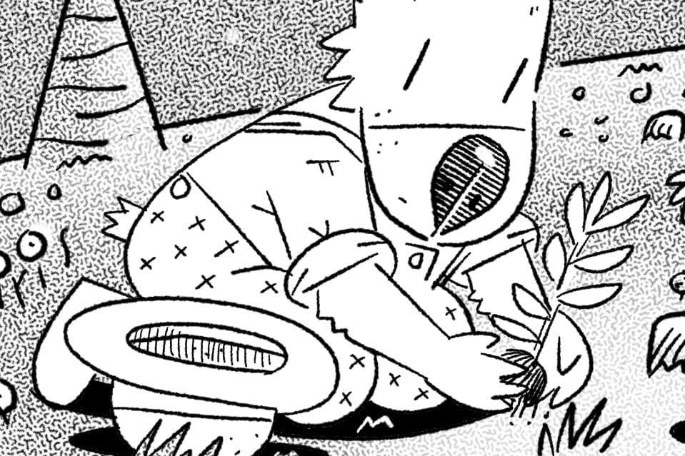 Henry saves weeds in his hat!