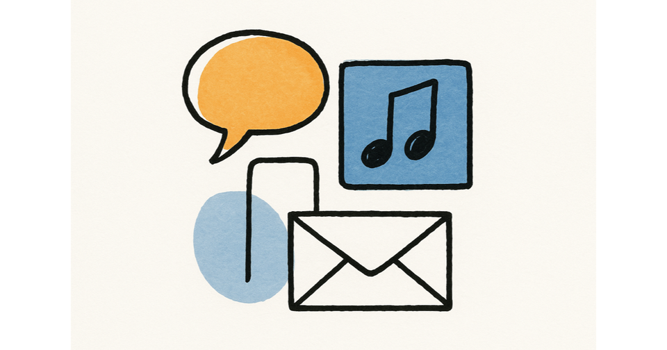 Hand-drawn sketch: sending multimedia messages with Supahost AI