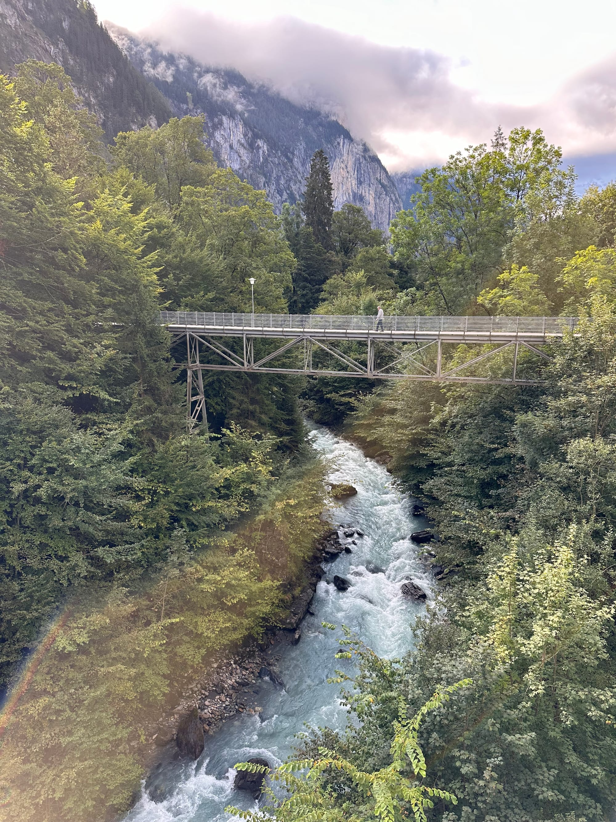 Lauterbrunnen car parking near the river