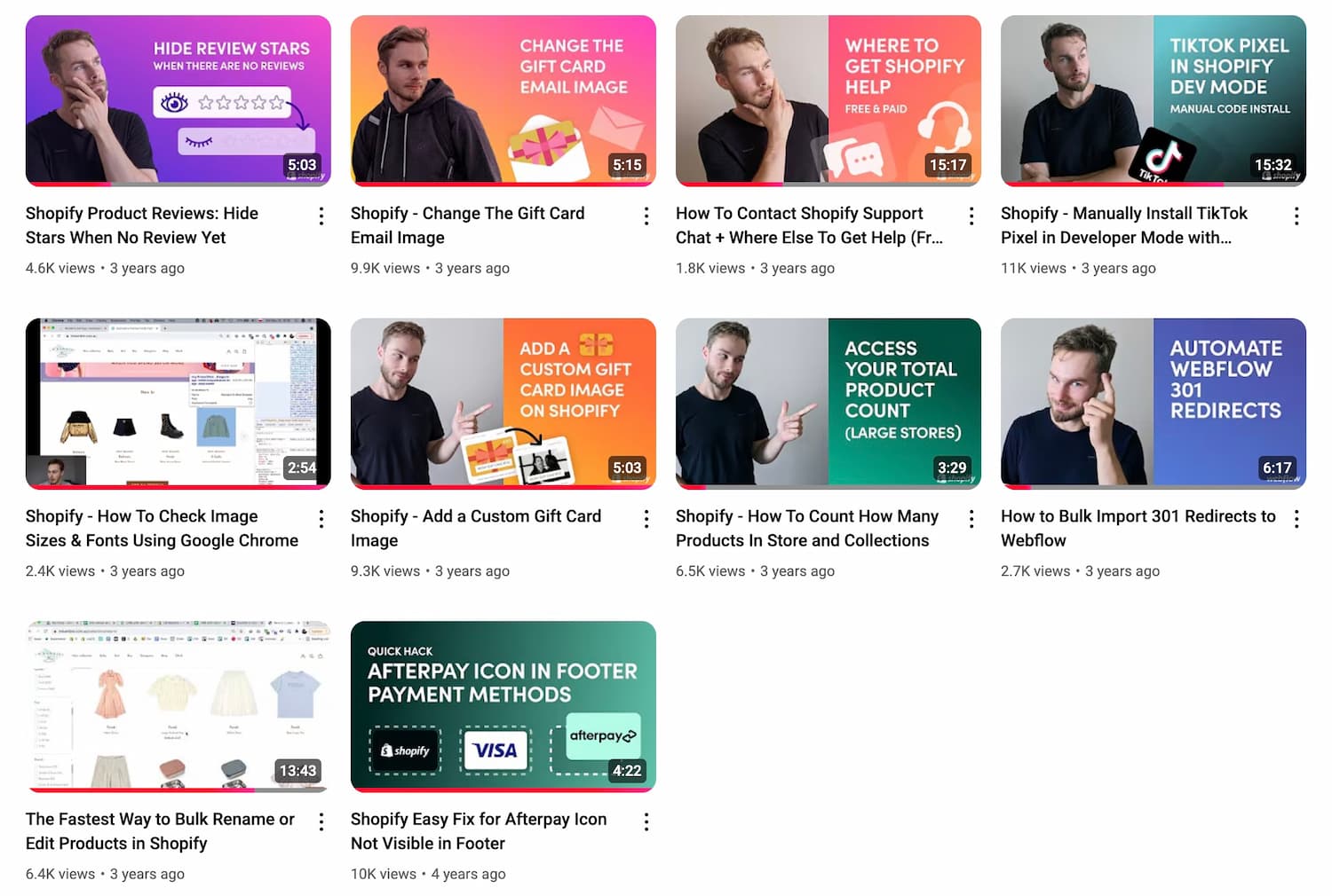 Some of my first YouTube videos