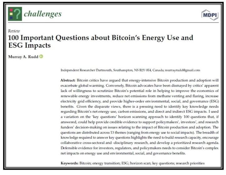 100 Important Questions about Bitcoin’s Energy Use and ESG Impacts