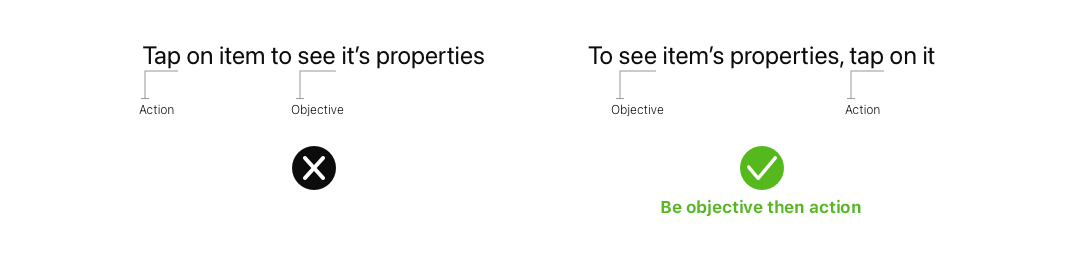 Image showing that the objective of the action should come the action itself