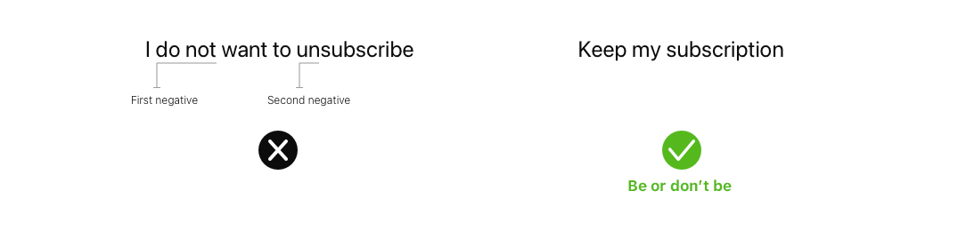 Example showing how to not use a double negative