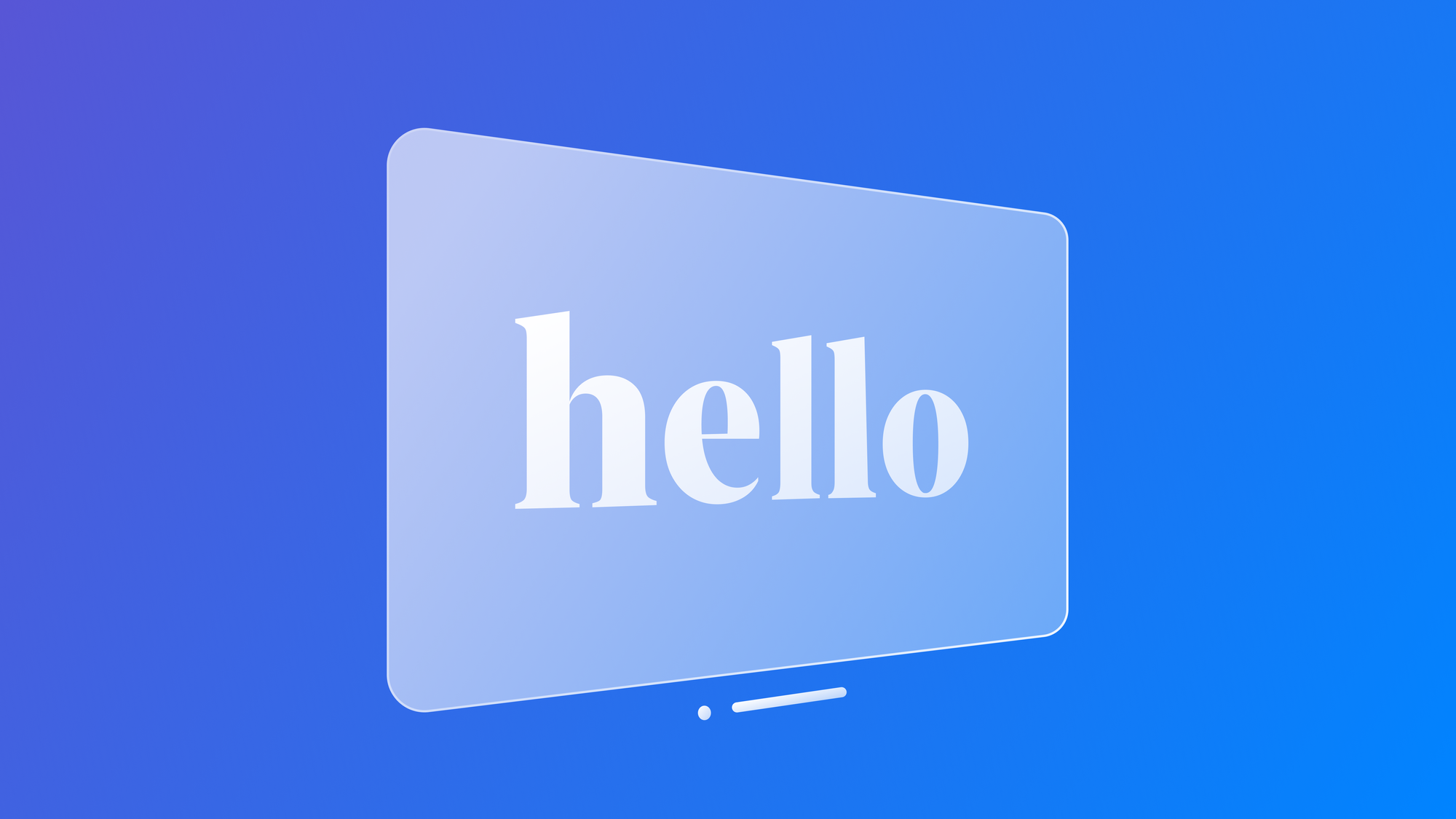 Blue gradient background with a visionOS app window showing a hello text on the center