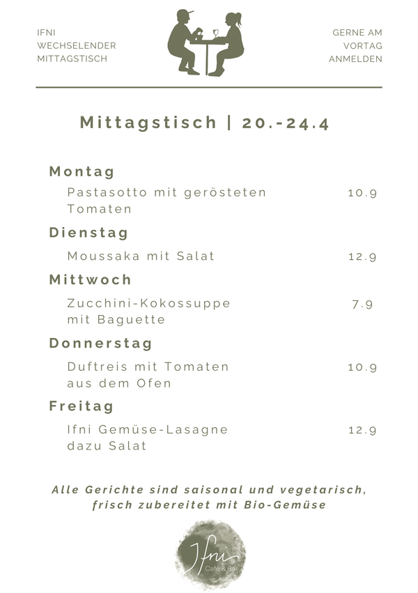 Der Mittagstisch in Füssen vom  20-24.4