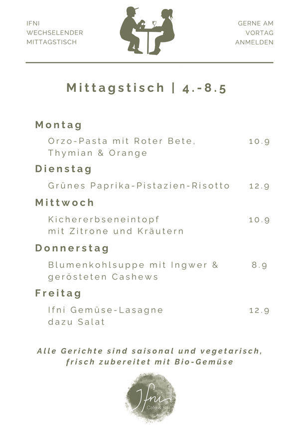 Der Mittagstisch in Füssen vom  4.-8.5