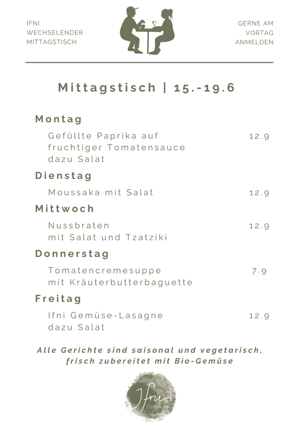 Der Mittagstisch in Füssen vom  15.-19.6