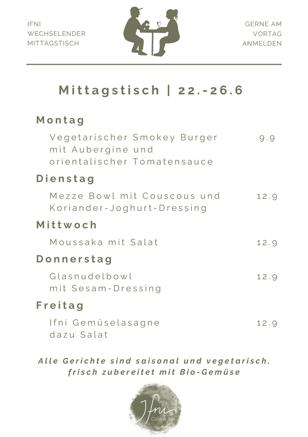 Der Mittagstisch in Füssen vom  22.-26.6