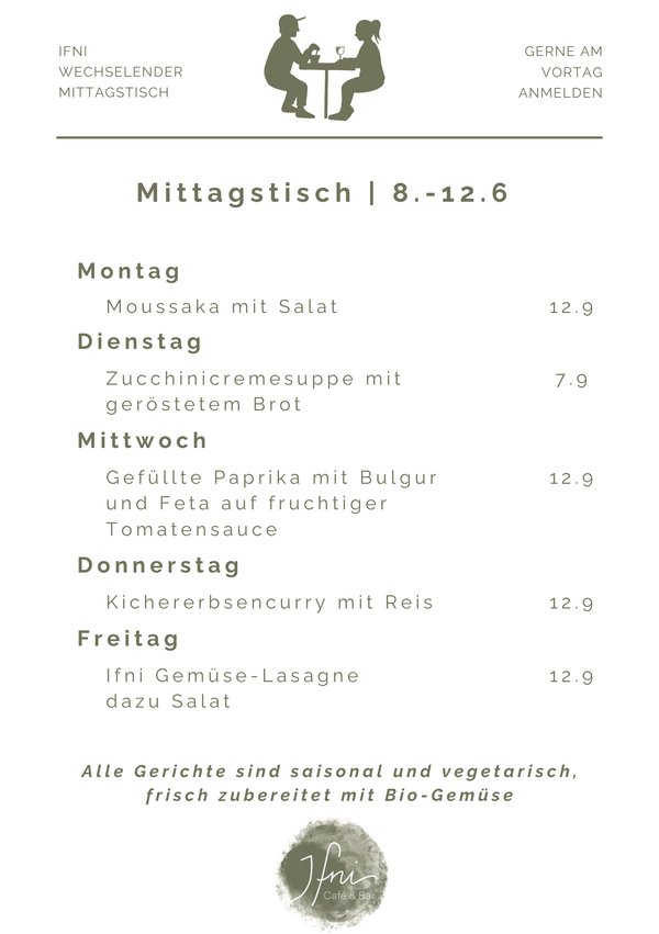 Der Mittagstisch in Füssen vom  8.-12.6