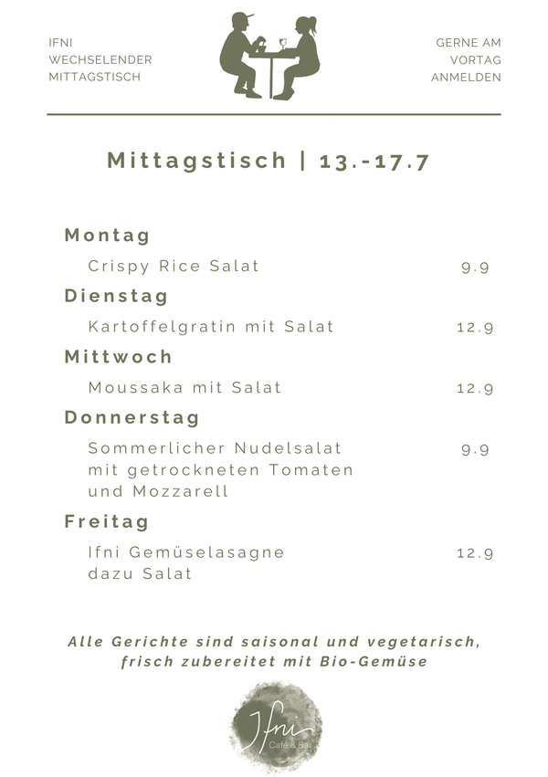 Der Mittagstisch in Füssen vom  13.-17.7