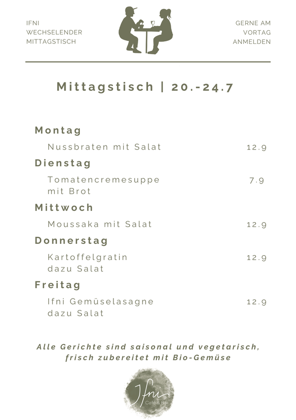 Der Mittagstisch in Füssen vom  20.-24.7
