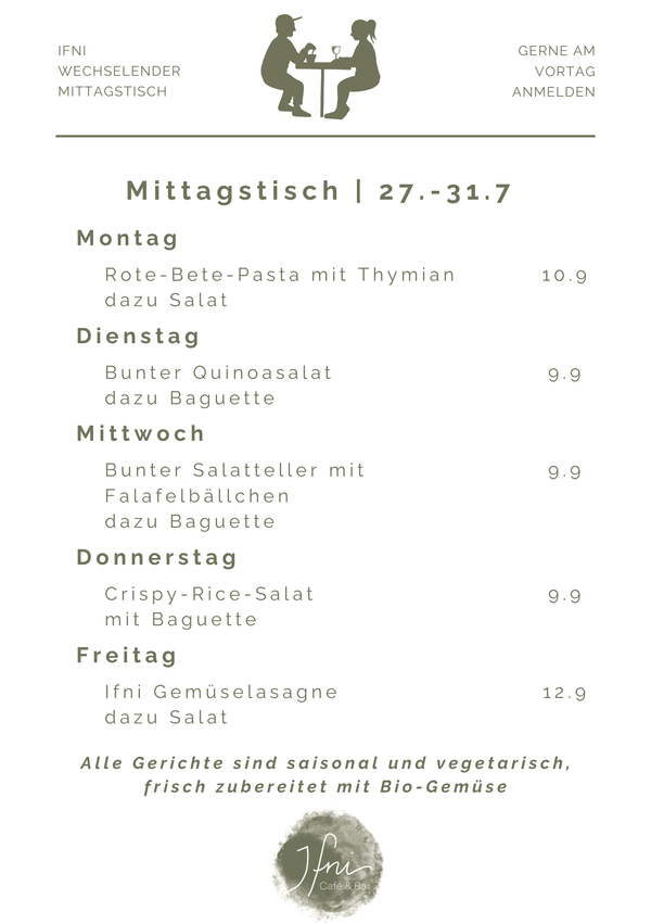 Der Mittagstisch in Füssen vom  27.-31.7