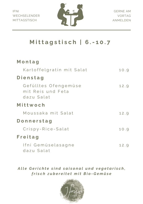 Der Mittagstisch in Füssen vom  6.-10.7
