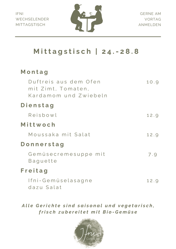 Der Mittagstisch in Füssen vom  24.-28.8