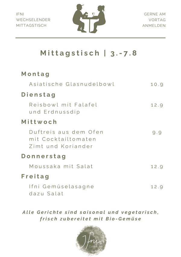 Der Mittagstisch in Füssen vom  3.-7.8
