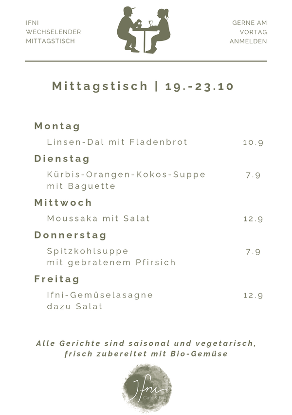 Der Mittagstisch in Füssen vom  19.-23.10
