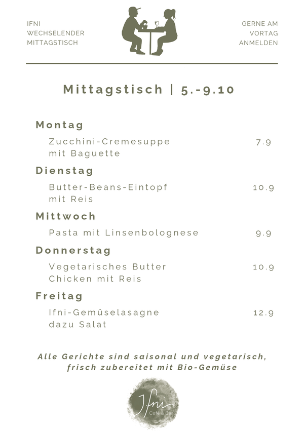 Der Mittagstisch in Füssen vom  5.-9.10