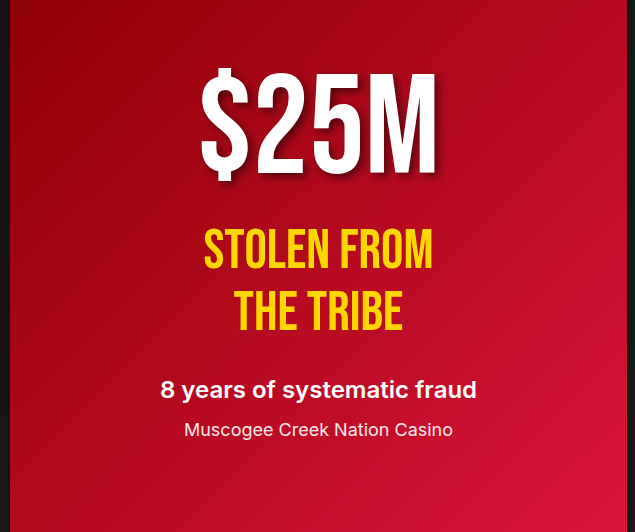 How a Creek Casino Manager Looted $25 Million and Was Investigated by Secret Service & FBI