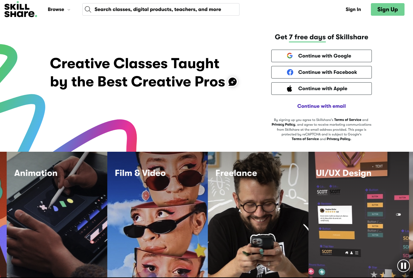Skillshare official site