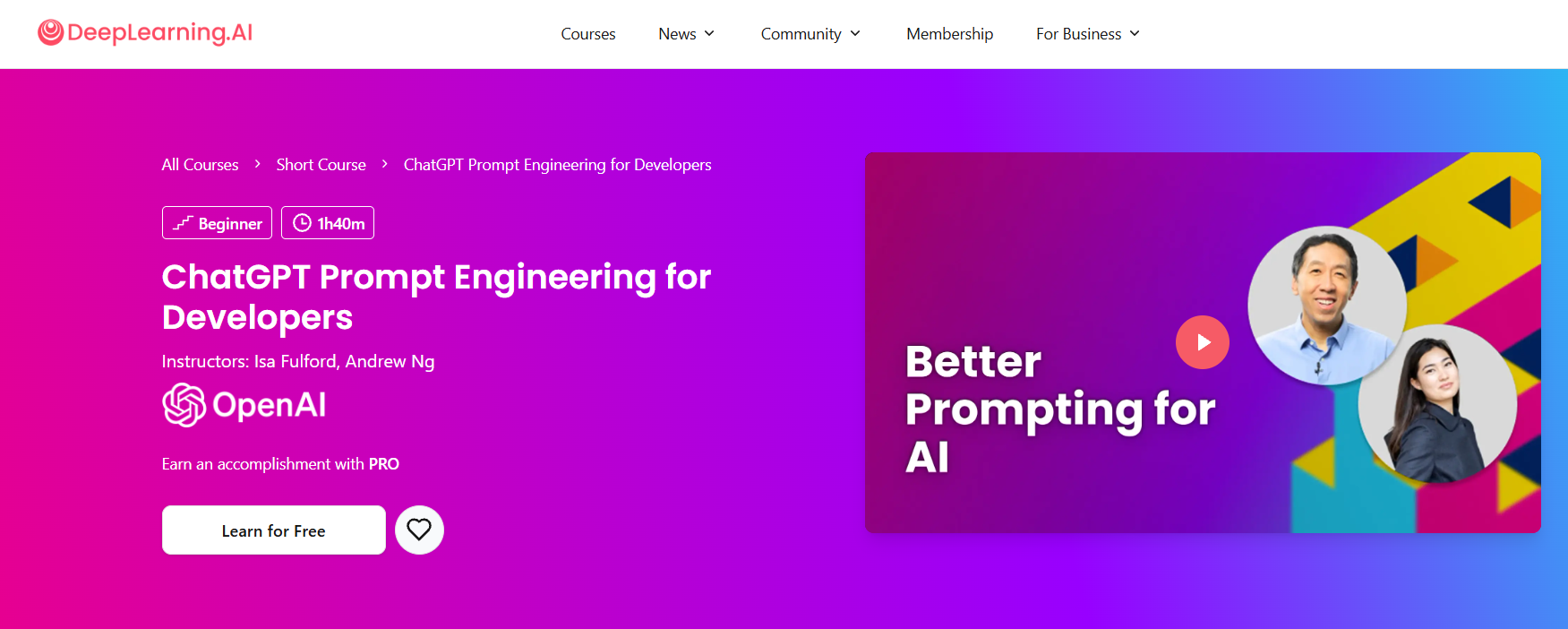 ChatGPT Prompt Engineering for Developers by DeepLearning.AI