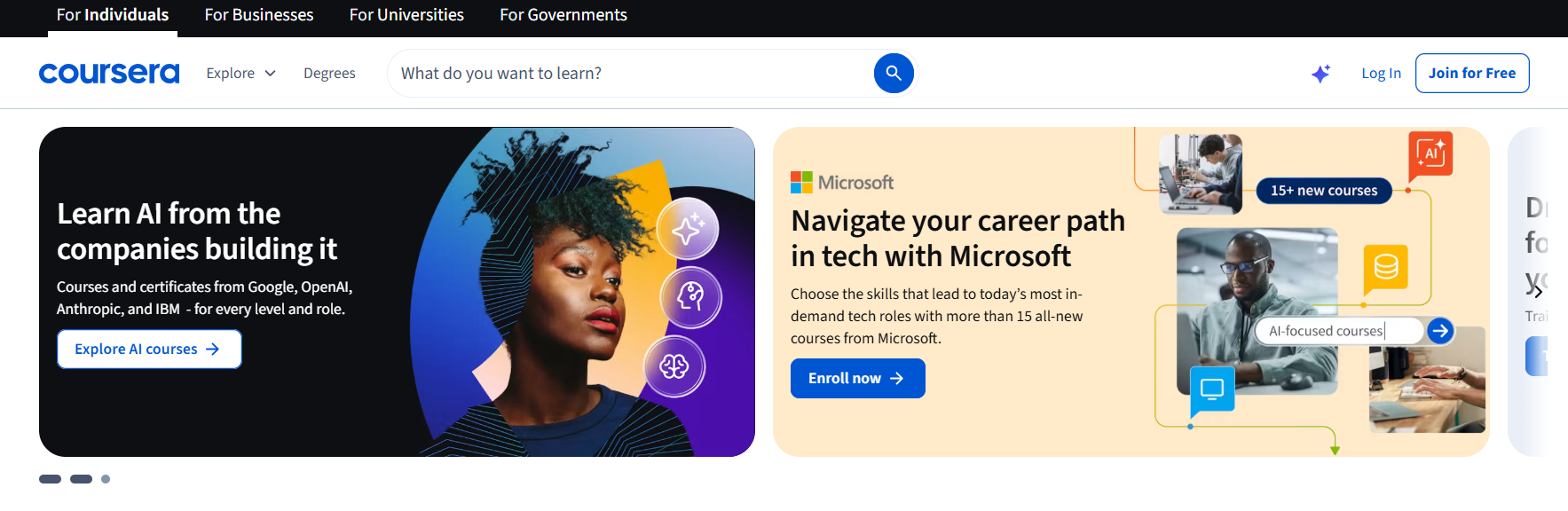 Coursera home page