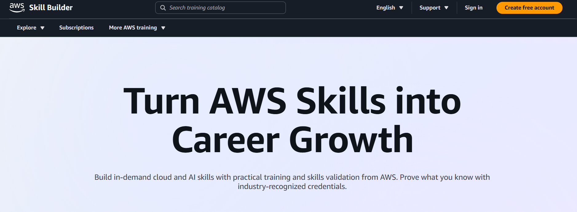 AWS Skill Builder home page