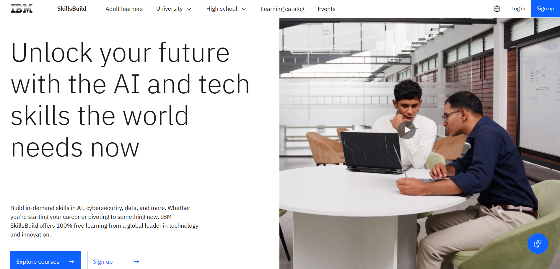IBM SkillsBuild home page