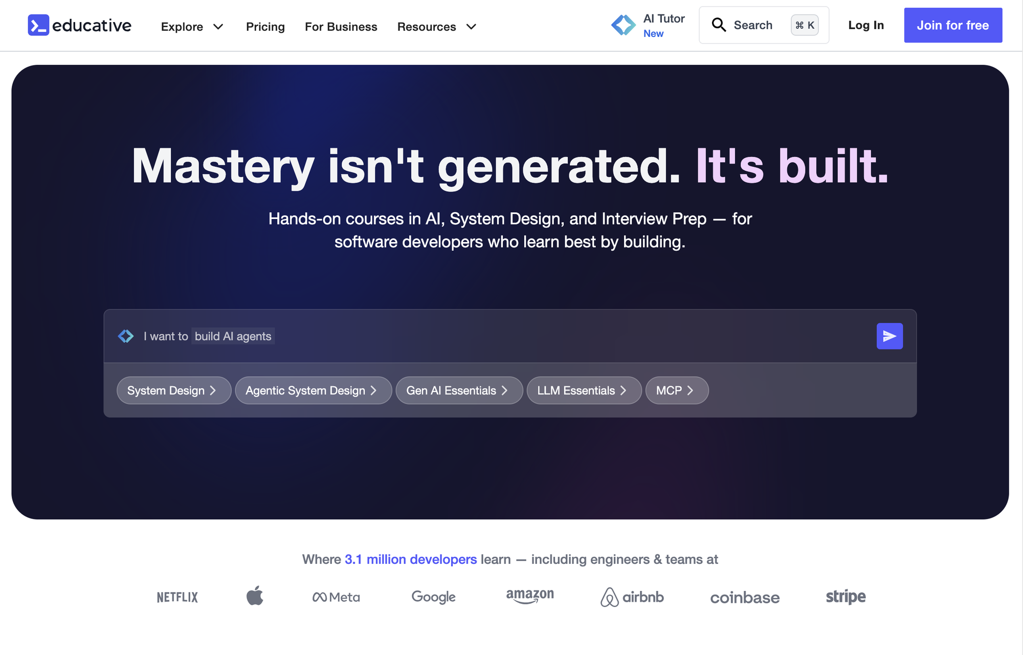 Educative.io home page