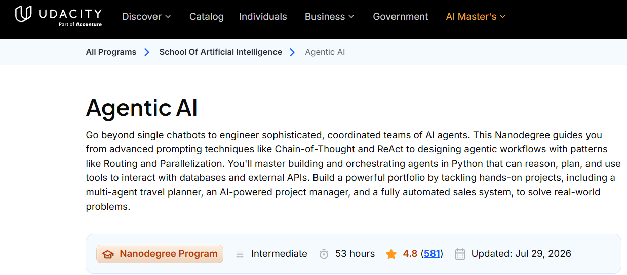 Agentic AI Nanodegree by Udacity