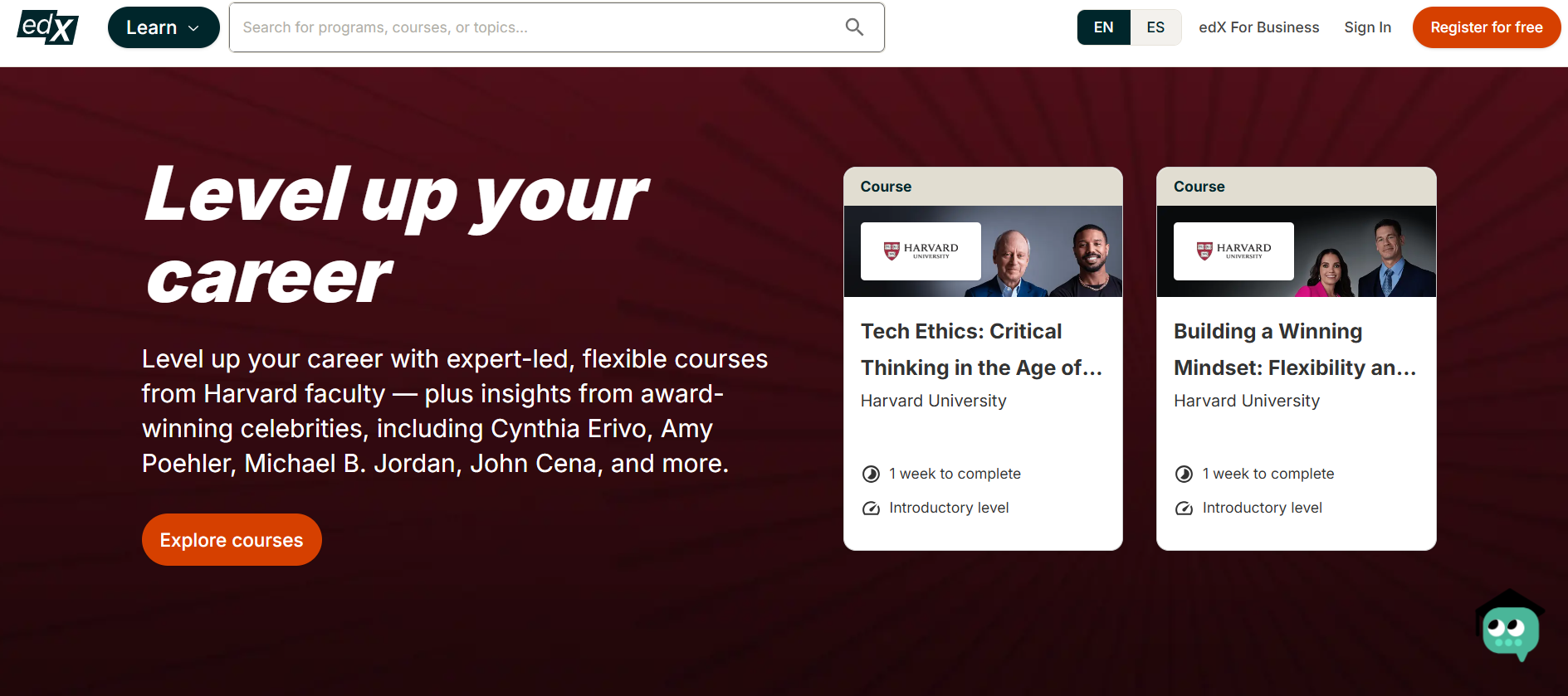 edX homepage