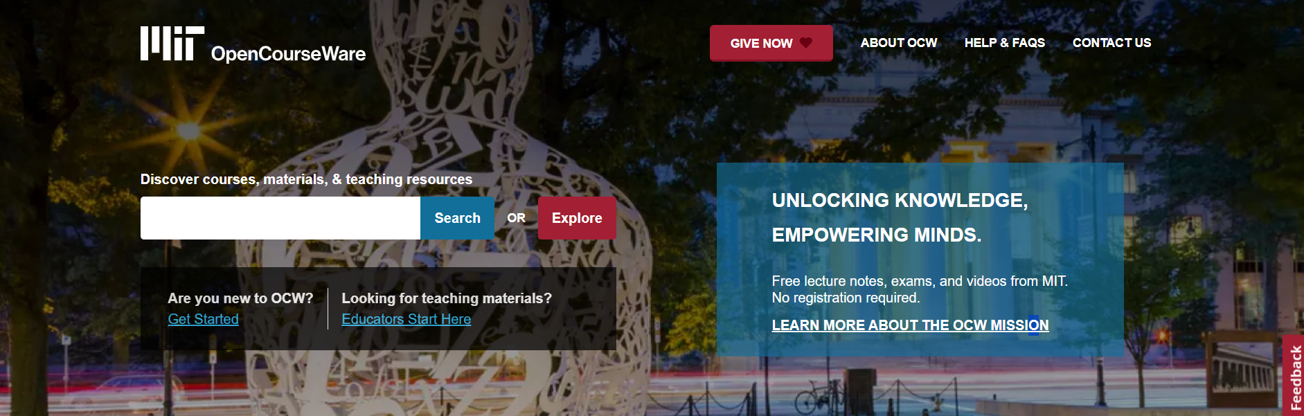 MIT OpenCourseWare home page